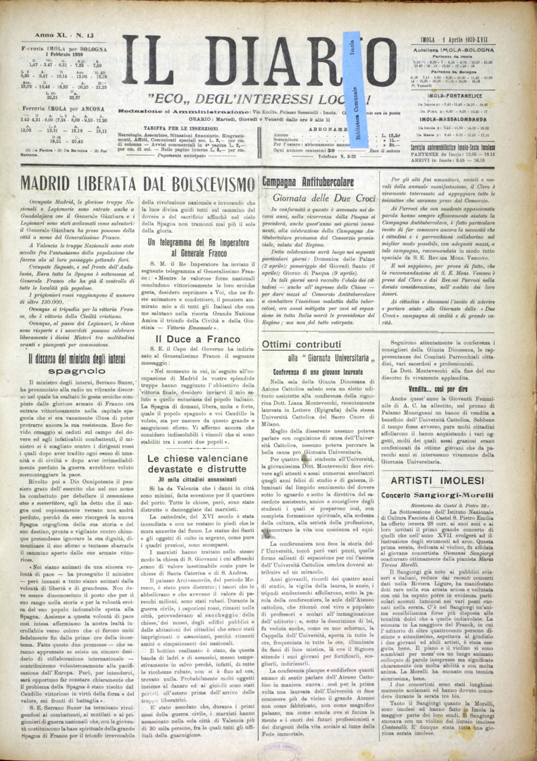 1. Il Diario 1 aprile 1939 n. 13 (Bim)